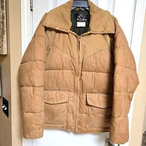 Vintage Black‎ Sheep Down Puffer Jacket With Corduroy Size Large Made In USA